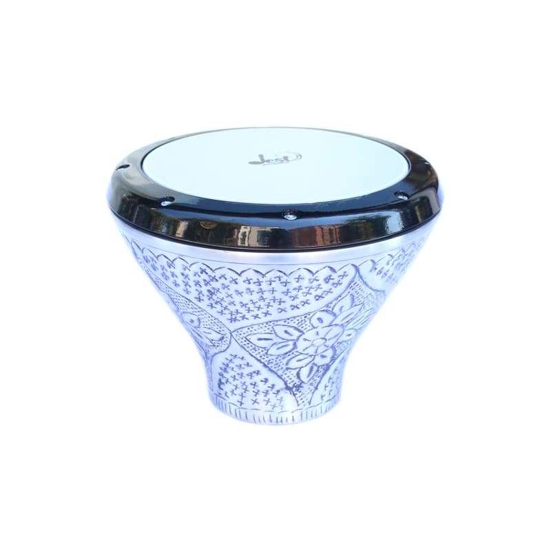 دمبك مسطح محمول FLT-302 من Dest Percussion بجسم ألومنيوم منقوش يدوياً